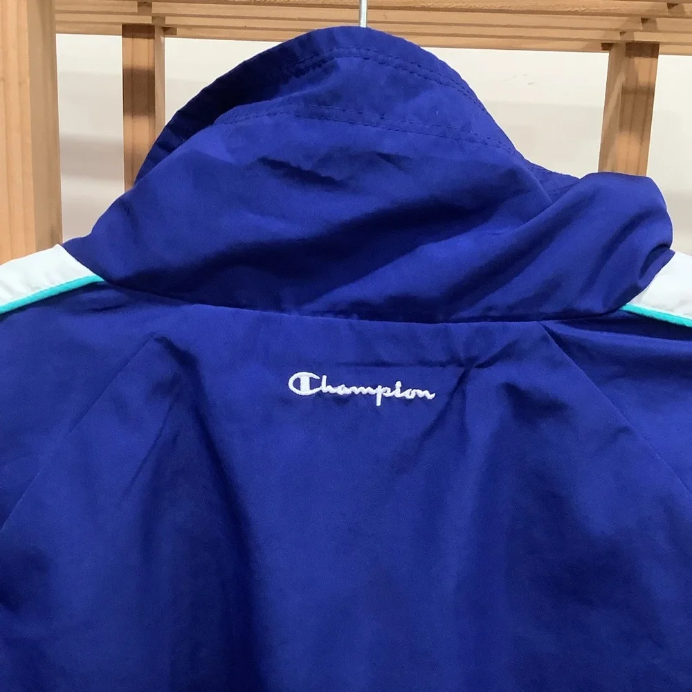Vintage Y2K Champion Blue Teal White Colour Block Zippered Jacket Size XL - Picture 10 of 13